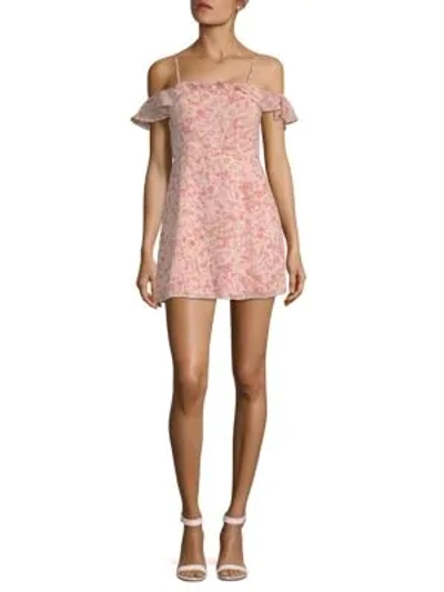 Shop For Love & Lemons Aurora Ruffle Mini Dress In Pink Floral