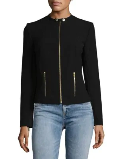 Shop Calvin Klein Collarless Zip Jacket In Black