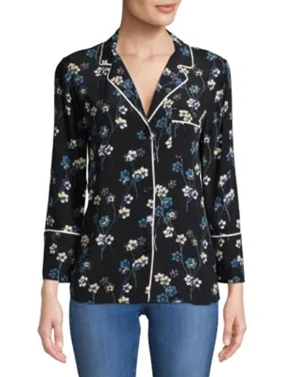 Shop Ella Moss Printed Pajama Top In Black