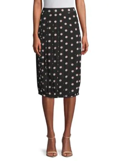 Shop Marc Jacobs Polka Dot Silk Knee-length Skirt In Black Multi