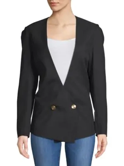 Shop Lanvin Haut Double-breasted Wool Jacket In Noir