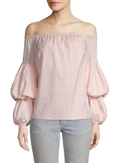 Shop Petersyn Lily Off-the-shoulder Top In Light Pink White