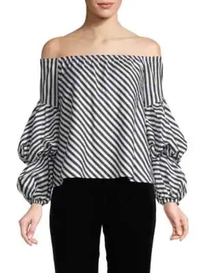 Shop Petersyn Lily Off-the-shoulder Top In White Black