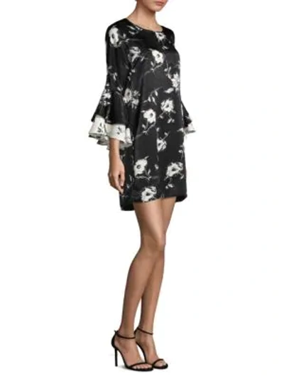 Shop Delfi Collective Alana Statement Sleeve Floral Dress In Black Floral