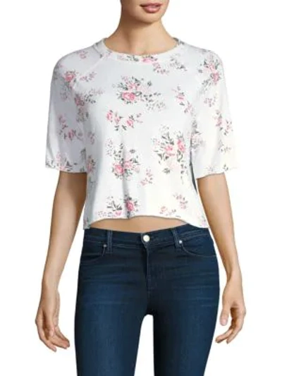 Shop Monrow Rose Cutoff Sweatshirt In White