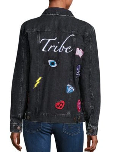 Shop Logophile Embroidered Denim Jacket In Black