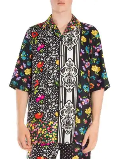 Shop Versace Men's Multi Print Shirt In Black Multi