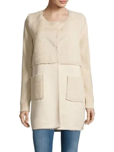 Shop Love Token Nicole Patchwork Faux Fur Jacket In White