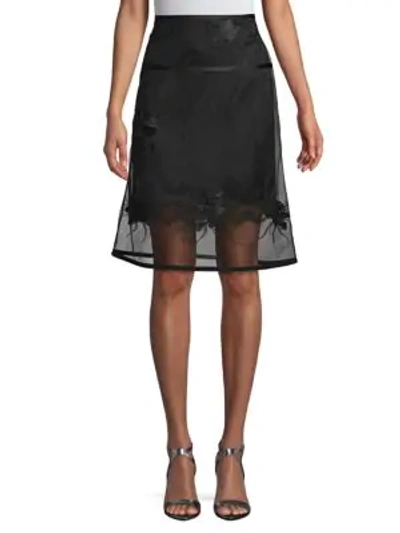 Shop Helmut Lang Embroidered A-line Skirt In Black