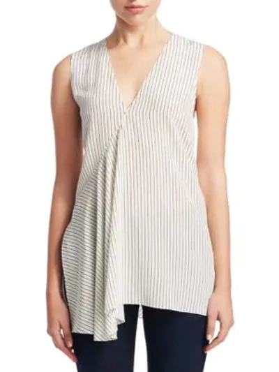 Shop Theory Pinstripe Fluid Silk Top In Ivory