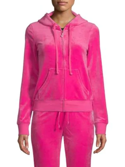 Shop Juicy Couture Black Label Velour Hoodie In Pink