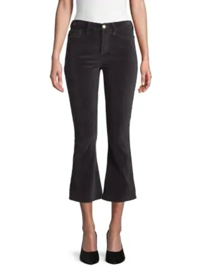 Shop Peserico Le Crop Velvet Bootcut Pants In Black