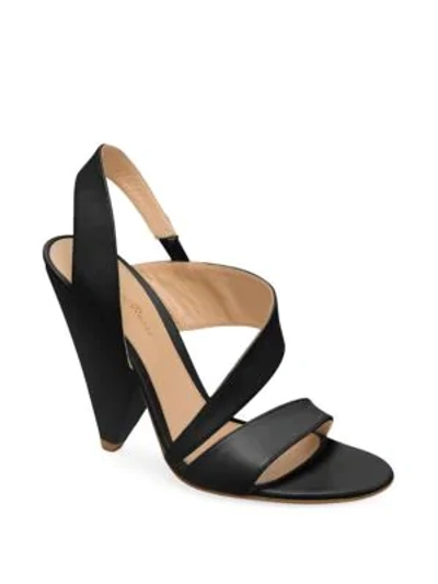 Shop Gianvito Rossi Triangle-heel Leather Slingback Sandals In Black