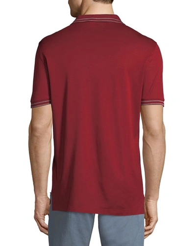 Shop Ferragamo Men's Tipped Cotton Polo Shirt In Red