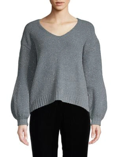 Shop Zero Degrees Celsius High-low Sparkle Sweater In Grey Silver