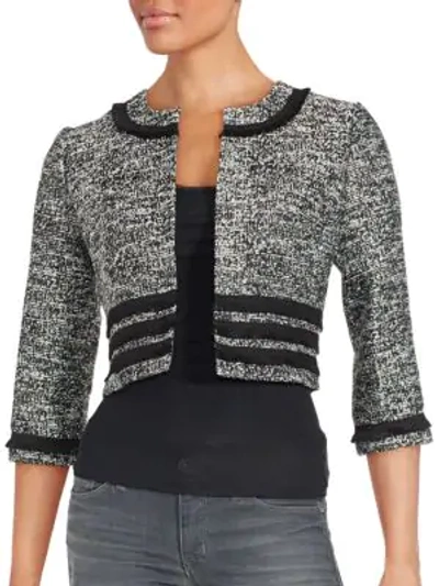 Shop Karl Lagerfeld Textured Cropped Jacket In Black White