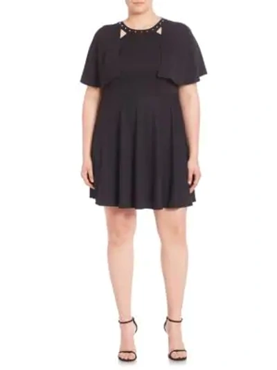 Shop Abs By Allen Schwartz Plus Studded Cape Overlay Dress In Black