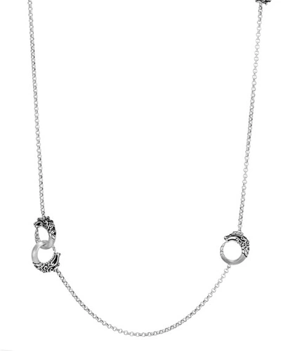 Shop John Hardy Legends Naga Silver Dragon Station Necklace W/ Black Spinel