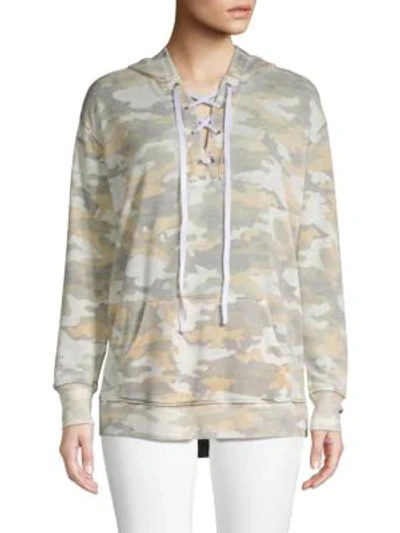 Shop Allen Allen Camouflage Lace-up Hoodie In Washed Green