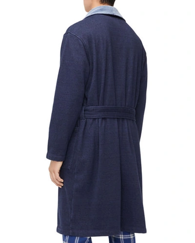 Shop Ugg Men's Robinson Two-tone Robe In Navy