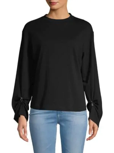 Shop 3.1 Phillip Lim / フィリップ リム Long-sleeve Pierced Cotton Top In Black