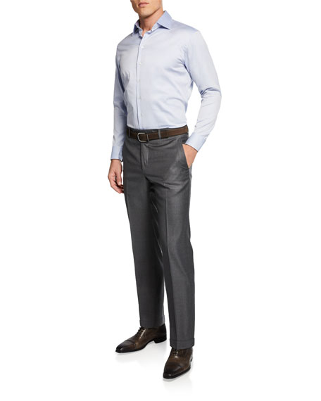 Santorelli Men's 130s Wool Dress Pants In Medium Gray | ModeSens