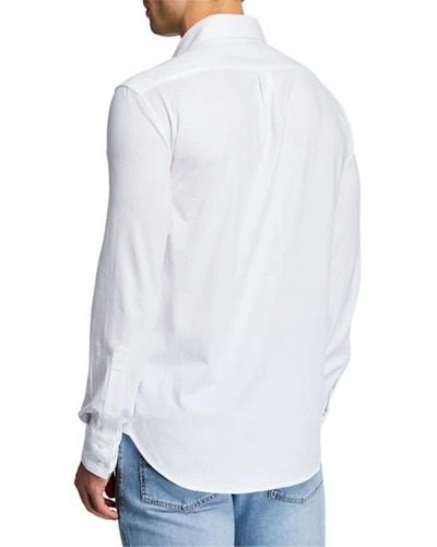 Brunello Cucinelli Men Basic Fit Twill Shirt With Button-down Collar In White