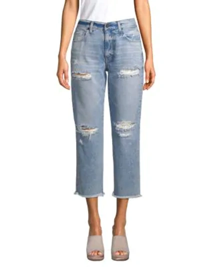 Shop Ei8ht Dreams Cropped Distressed Jeans In Light Distressed Wash