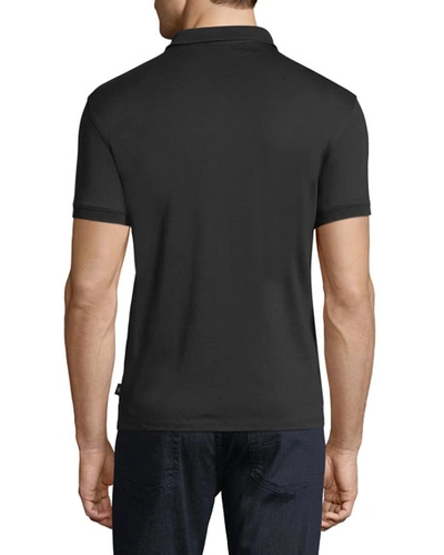 Shop Emporio Armani Basic Textured Polo Shirt In Black