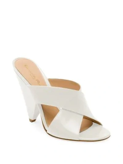 Shop Gianvito Rossi Triangle-heel Leather Mules In White
