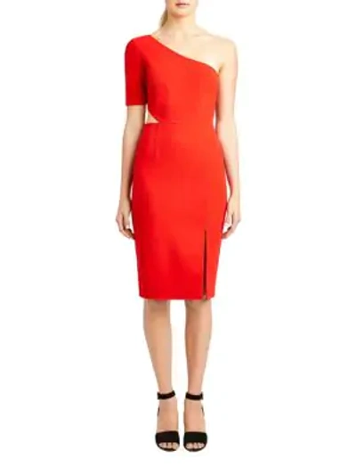 Shop Jill Stuart One-shoulder Sheath Dress In Cardinal