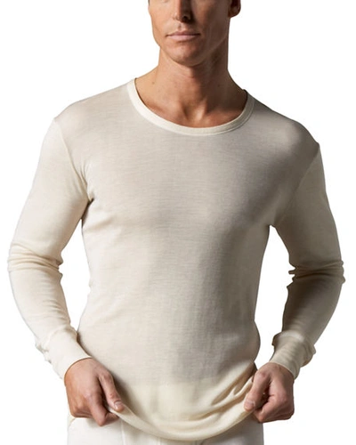 Shop Hanro Woolen Silk Thermal Shirt In Ivory