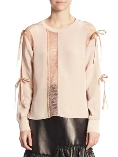 Shop 3.1 Phillip Lim Long-sleeve Silk Top In Blush