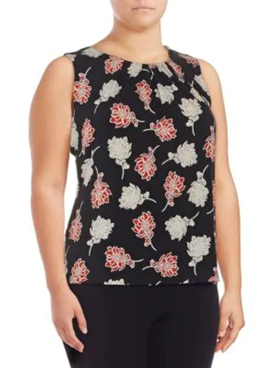 Shop Calvin Klein Plus Floral Sleeveless Top In Khaki Multi