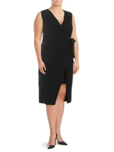 Shop Abs By Allen Schwartz Plus Faux-wrap Dress In Black