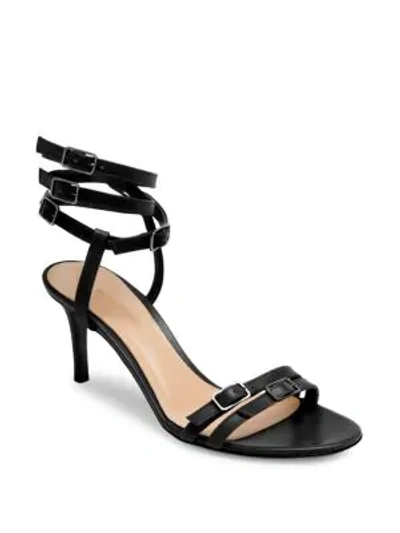 Shop Gianvito Rossi Triple Buckle Leather Sandals In Black