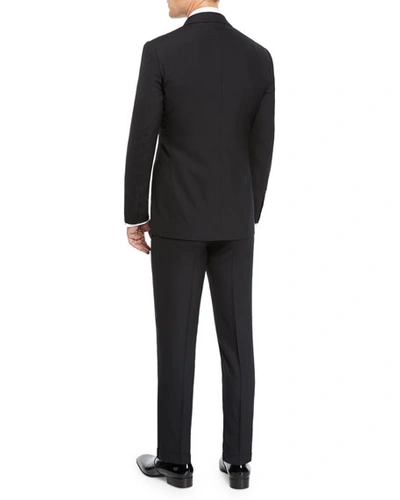 Shop Ralph Lauren Men's Gregory Wool Barathea Peak Tuxedo In Black