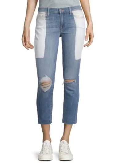 Shop Dtla Brand Jeans Two-tone Frayed-hem Jeans In 2 Toned