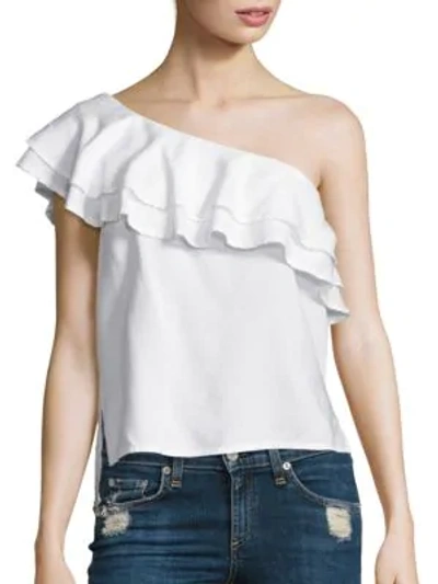 Shop Bella Dahl One-shoulder Ruffle Top In White