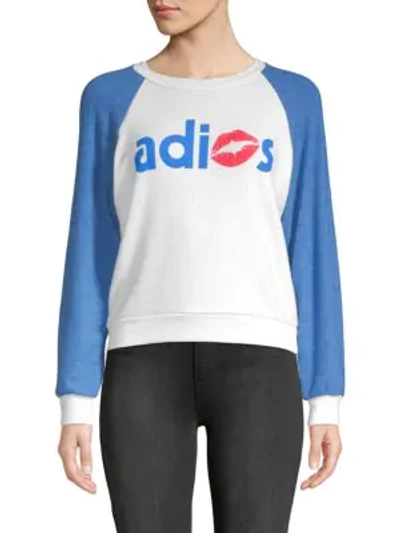 Shop Wildfox Adios Raglan-sleeve Sweatshirt In Clean White