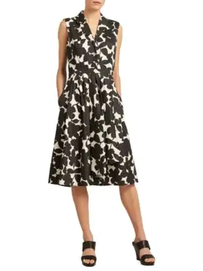 Shop Donna Karan Floral-print A-line Dress In Cloud Black
