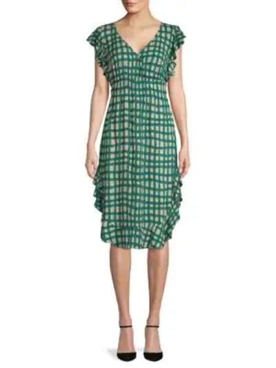 Shop Plenty By Tracy Reese Ruffled Checkered Dress In Palm