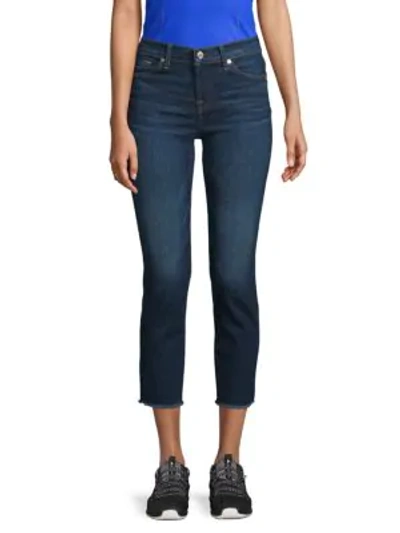 Shop 7 For All Mankind Roxann Frayed Hem Ankle Jeans In Blue