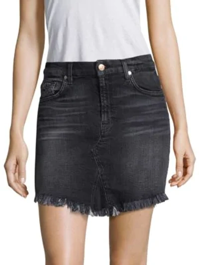 Shop 7 For All Mankind Mini Skirt With Scalloped Hem In Vintage Bedford Black