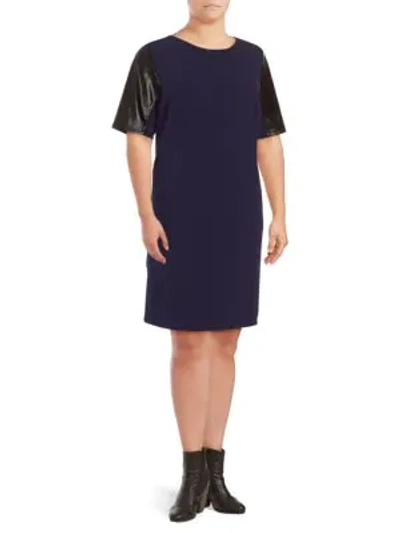 Shop Alexia Admor Plus Short-sleeve Shift Dress In Navy Multi