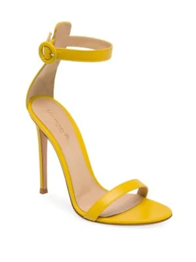 Shop Gianvito Rossi D'orsay Leather Stiletto Sandals In Yellow