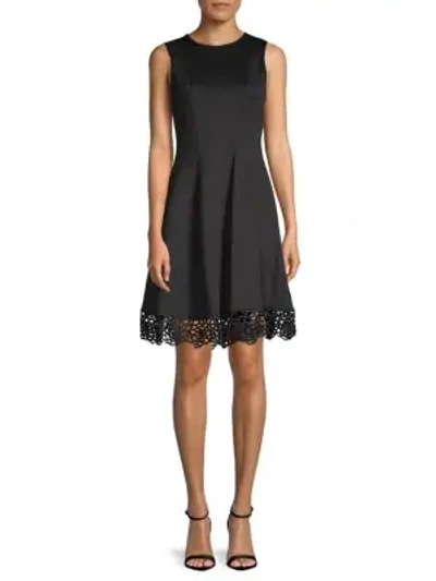 Shop Donna Ricco Pleated Fit-&-flare Dress In Black