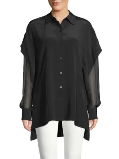 Shop Diane Von Furstenberg Draped Silk Shirt In Black