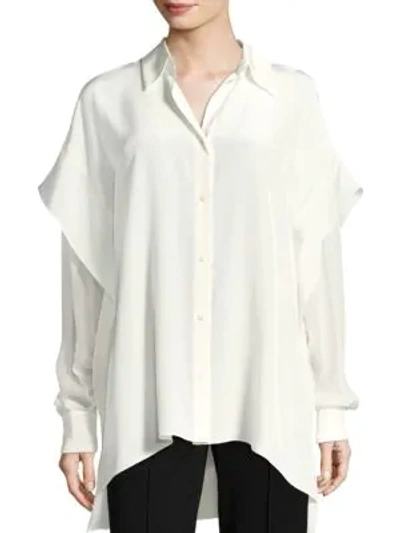 Shop Diane Von Furstenberg Draped Silk Shirt In Ivory