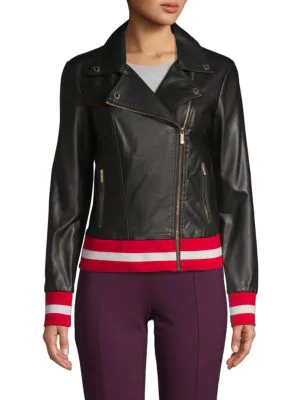 calvin klein faux leather moto jacket